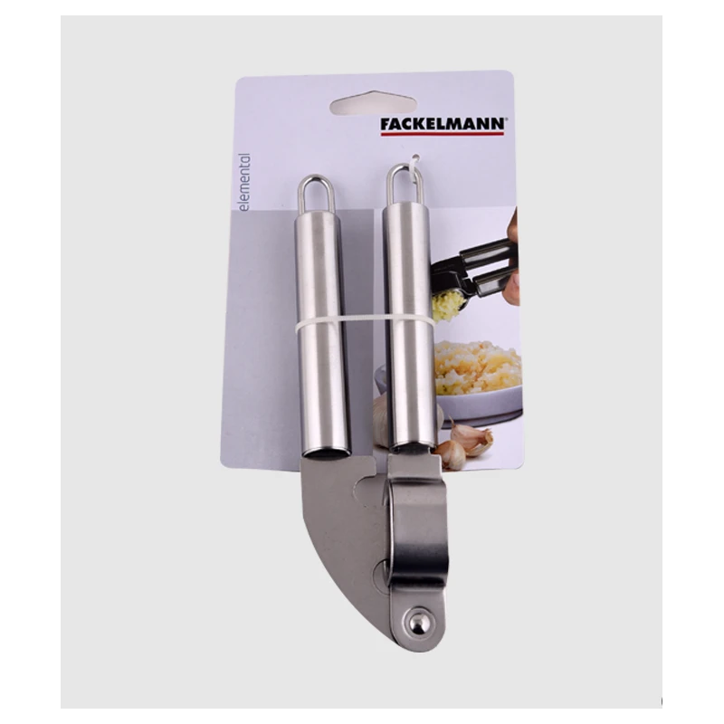 Presse-ail Fackelmann En Acier Inoxydable - 19 Cm - Poignées Ergonomiques - Facile à Nettoyer - Rondelle Pour Suspension