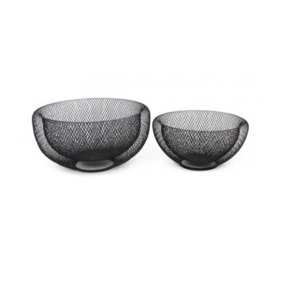 SET DE 2 CORBEILLES FRUITS EN METAL NOIR  - 1