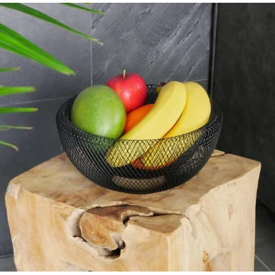 SET DE 2 CORBEILLES À FRUITS EN METAL NOIR  - 3