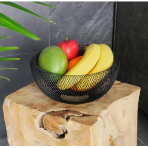 SET DE 2 CORBEILLES FRUITS EN METAL NOIR  - 3