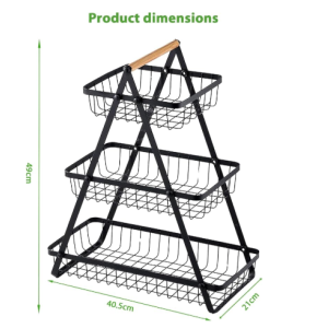 SUPPORT FRUIT EN METAL NOIR 3ETAGES  - 3