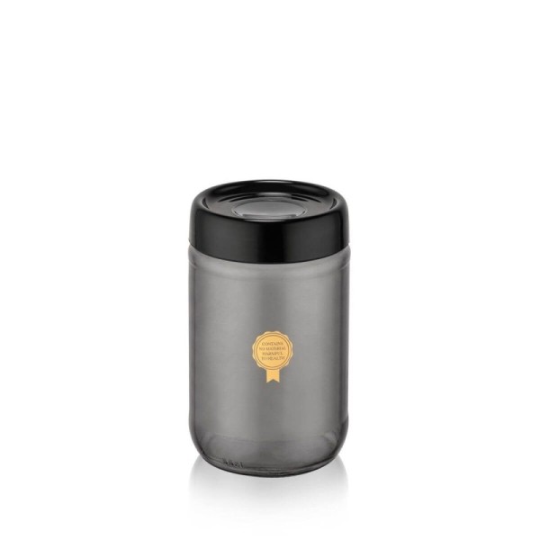 BOCAL DE CONSERVATION EN VERRE NOIR FUMÉ 660ML QLUX