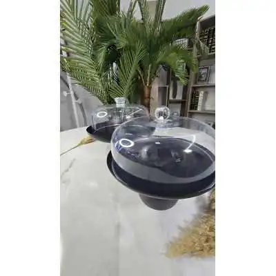 CLOCHE À GÂTEAU METAL AVEC COUVERCLE PLASTIQUE Ø24CM - 1