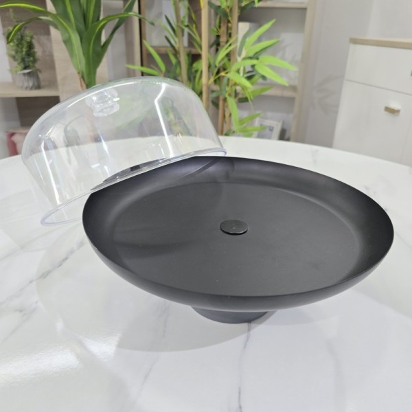 CLOCHE À GÂTEAU MÉTAL AVEC COUVERCLE PLASTIQUE Ø30CM