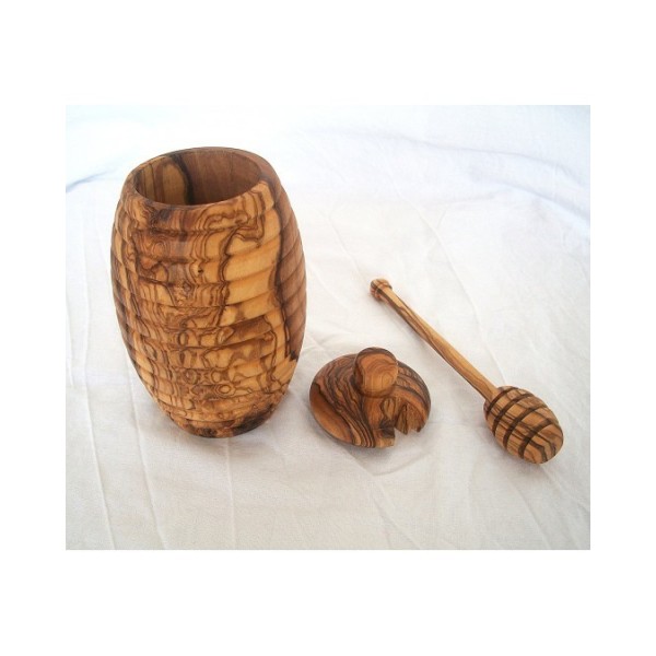 POT À MIEL AVEC CUILLÈRE EN BOIS D'OLIVIER KOW