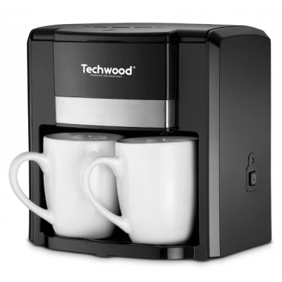 CAFETIÈRE ÉLECTRIQUE NOIR DUO AVEC 2 TASSES EN CÉRAMIQUES TECHWOOD - 1