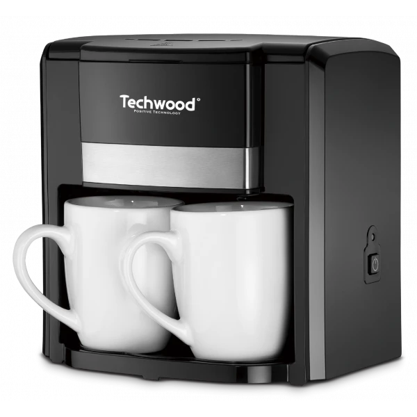 CAFETIÈRE ÉLECTRIQUE NOIR DUO AVEC 2 TASSES EN CÉRAMIQUES TECHWOOD