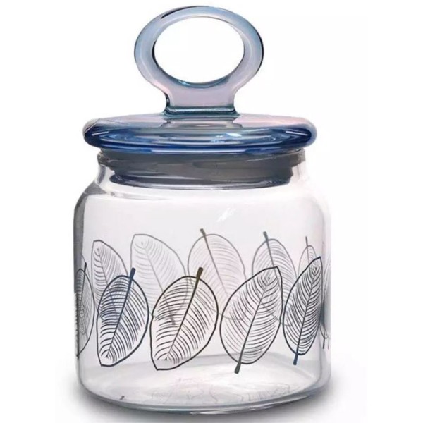 BOCAL EN VERRE AVEC COUVERCLE HERMETIQUE DESIGN FEUILLES 575ML PASABAHCE