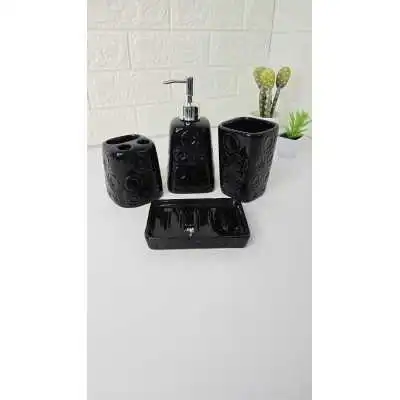 ENSEMBLE DE 4 ACCESSOIRES DE SALLE DE BAIN EN CÉRAMIQUE COULEURS - 1