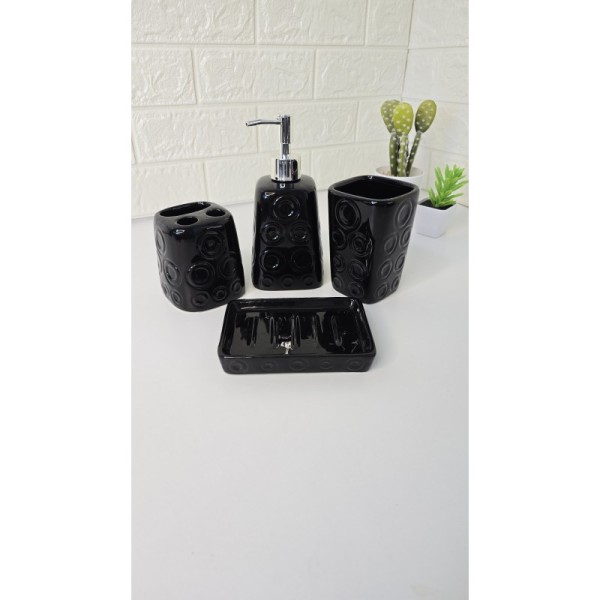 ENSEMBLE DE 4 ACCESSOIRES DE SALLE DE BAIN EN CÉRAMIQUE COULEURS