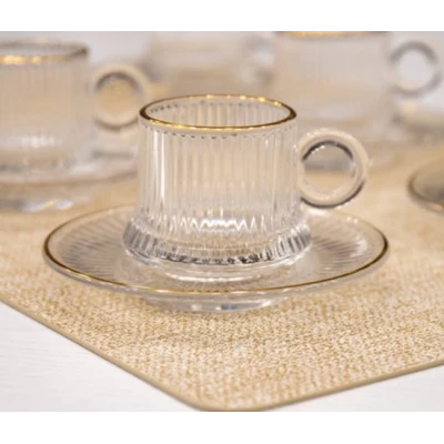 SERVICE À CAFÉ EN VERRE 12 PIÈCES DOYALEX - 1