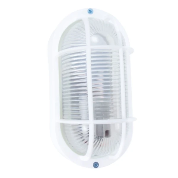 APPLIQUE HUBLOT OVALE BLANC 60W E27 AVEC GRILLE STIEL