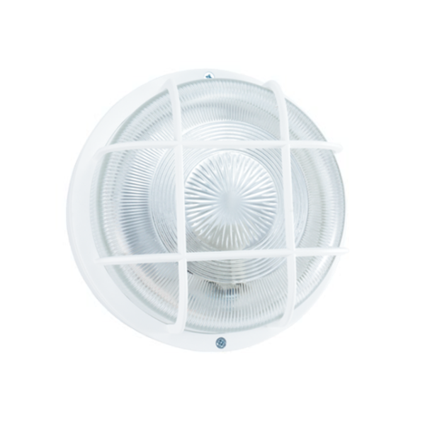 APPLIQUE HUBLOT ROND BLANC 75W E27 AVEC GRILLE STIEL