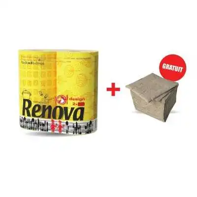LOT DE 2 ROULEAUX ESSUIE-TOUT JAUNE + SERVIETTE EN PAPIER GRATUIT RENOVA - 1