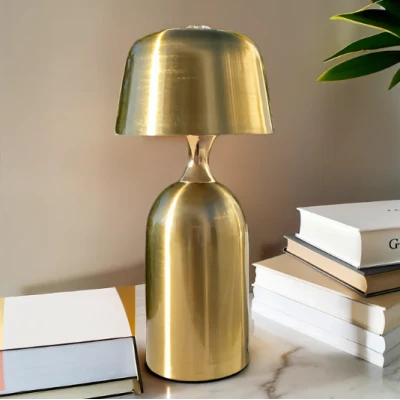 LAMPE DE TABLE LED MODERNE RECHARGEABLE GOLD H25CM, LAMPE DE CHEVET  - 2