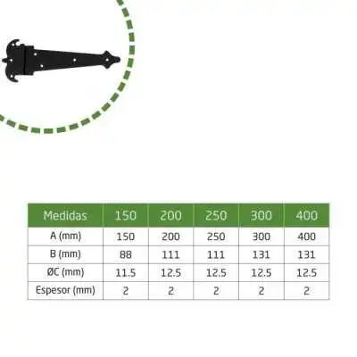 CHARNIÈRE RUSTIQUE NOIRE 150MM MODÈLE 554 AMIG AMIG - 3