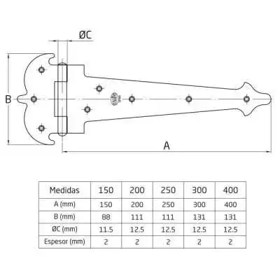 CHARNIÈRE RUSTIQUE NOIRE 150MM MODÈLE 554 AMIG AMIG - 4