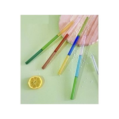 LOT DE 4 PAILLES EN VERRE MULTICOLORES AVEC GOUPILLON  - 3 LOT DE 4 PAILLES EN VERRE MULTICOLORES AVEC GOUPILLON  - 3