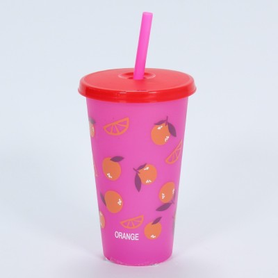 GOBELET AVEC COUVERCLE ET PAILLE EN PLASTIQUE COULEURS 650ML  - 3 GOBELET AVEC COUVERCLE ET PAILLE EN PLASTIQUE COULEURS 650ML  - 3