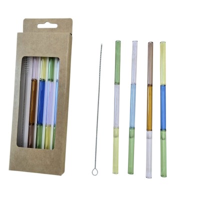 LOT DE 4 PAILLES EN VERRE MULTICOLORES AVEC GOUPILLON  - 2 LOT DE 4 PAILLES EN VERRE MULTICOLORES AVEC GOUPILLON  - 2