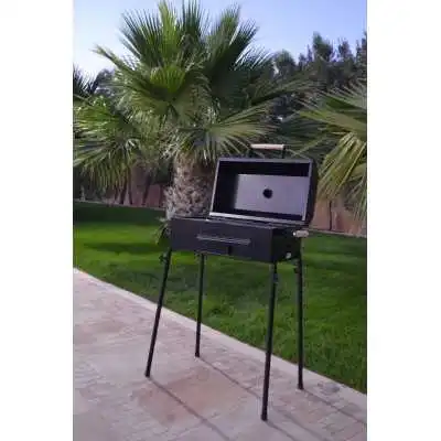 BARBECUE À CHARBON AVEC TIROIR EN NOIR - 1