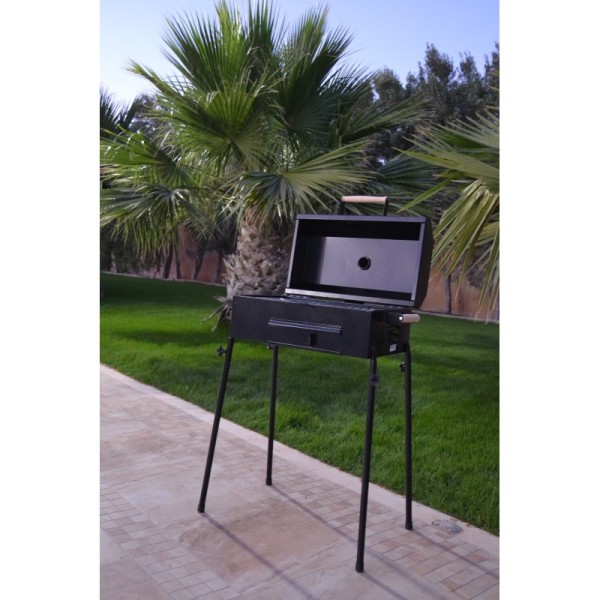 BARBECUE À CHARBON AVEC TIROIR EN NOIR