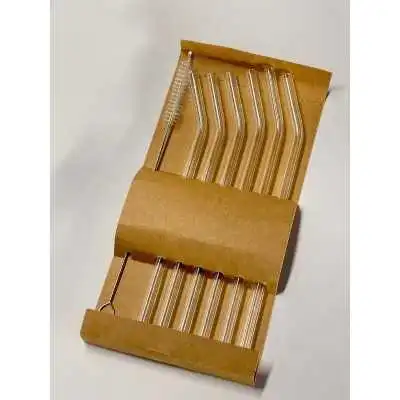 LOT DE 6 PAILLES EN VERRE AVEC GOUPILLON  - 2