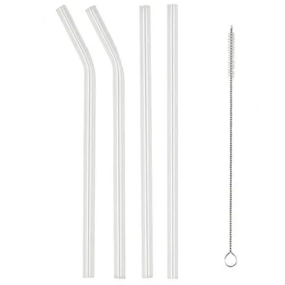 LOT DE 4 PAILLES EN VERRE AVEC GOUPILLON  - 1