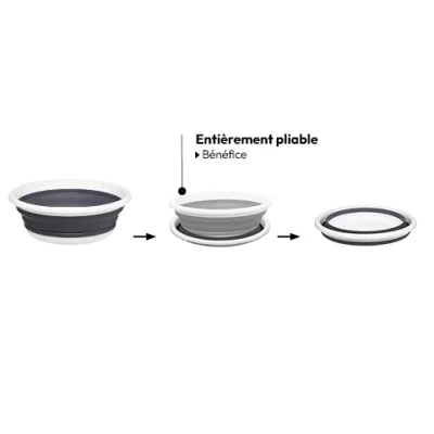 BASSINE PLIABLE RONDE 9L EN PLASTIQUE GRIS QLUX - 4 BASSINE PLIABLE RONDE 9L EN PLASTIQUE GRIS QLUX - 4