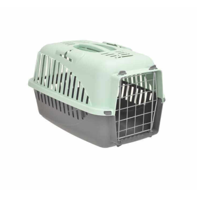 CAGE DE TRANSPORT EN PLASTIQUE AVEC PORTE EN MÉTAL POUR ANIMAUX  - 1