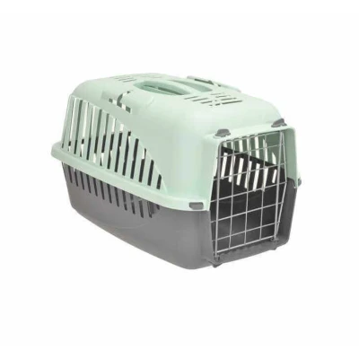 CAGE DE TRANSPORT EN PLASTIQUE AVEC PORTE EN MÉTAL POUR ANIMAUX - 1
