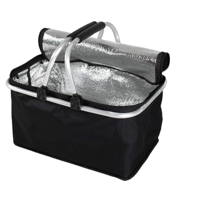 PANIER DE PIQUE-NIQUE ISOTHERME PLIABLE COULEUR UNIE  - 4