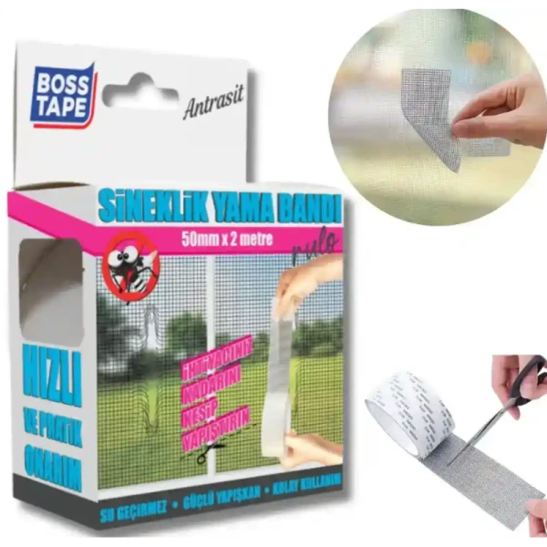 ROULEAU DE RÉPARATION POUR MOUSTIQUAIRE AUTOCOLLANT 5CM*2M BOSS TAPE