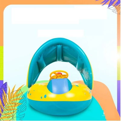 BOUÉE GONFLABLE BATEAU AVEC AUVENT 60*75CM COULEURS  - 1 BOUÉE GONFLABLE BATEAU AVEC AUVENT 60*75CM COULEURS  - 1