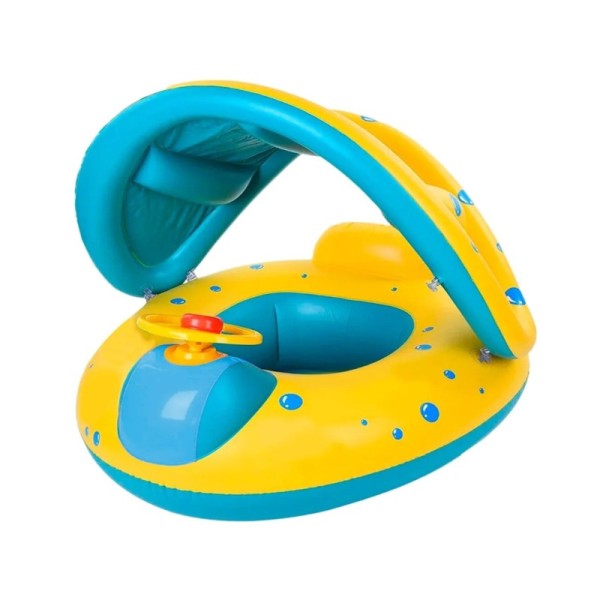 BOUÉE GONFLABLE BATEAU AVEC AUVENT 60*75CM COULEURS