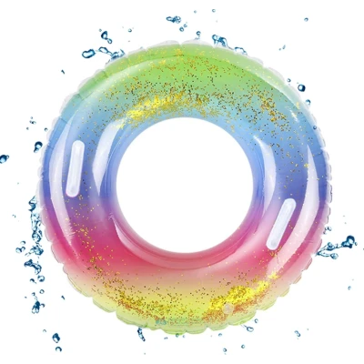BOUÉE GONFLABLE MULTICOLORE À PAILLETTES Ø100CM - 3