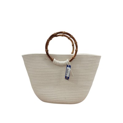 MINI SAC COUFFIN EN CORDE DE COTON AVEC POIGNÉES EN BOIS COULEURS - 1 MINI SAC COUFFIN EN CORDE DE COTON AVEC POIGNÉES EN BOIS COULEURS - 1