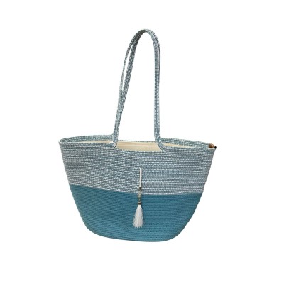 SAC COUFFIN EN CORDE DE COTON AVEC POMPON COULEURS - 2 SAC COUFFIN EN CORDE DE COTON AVEC POMPON COULEURS - 2