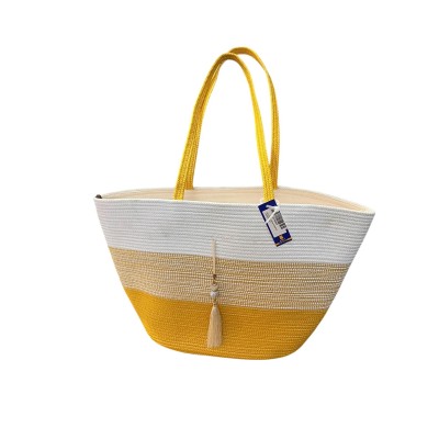 SAC COUFFIN EN CORDE DE COTON AVEC POMPON COULEURS - 3 SAC COUFFIN EN CORDE DE COTON AVEC POMPON COULEURS - 3