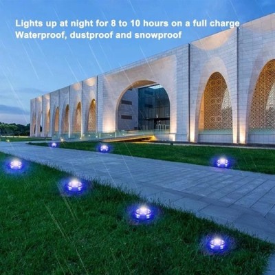 SPOT SOLAIRE LED RGB ENCASTRABLE AU SOL 12 LUMIÈRES ÉTANCHE IP65  - 11