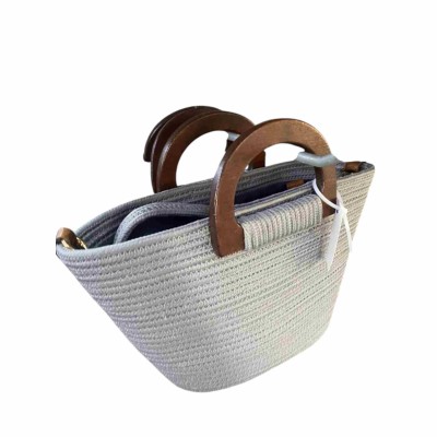 MINI SAC COUFFIN EN CORDE AVEC POIGNÉES EN BOIS ET BANDOULIÈRE ARMADOR  - 2