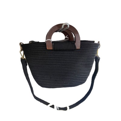 MINI SAC COUFFIN EN CORDE AVEC POIGNÉES EN BOIS ET BANDOULIÈRE ARMADOR  - 3