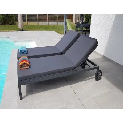 MATELAS DE TRANSAT IMPERMÉABLE 180x55x4CM GRIS POUFFY  - 2