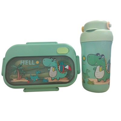 KIT BOÎTE À GOÛTER AVEC COUVERTS ET BOUTEILLE EN PLASTIQUE - 3 KIT BOÎTE À GOÛTER AVEC COUVERTS ET BOUTEILLE EN PLASTIQUE - 3