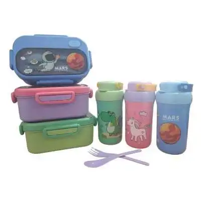 KIT BOÎTE À GOÛTER AVEC COUVERTS ET BOUTEILLE EN PLASTIQUE - 4