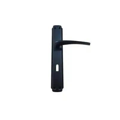 POIGNÉE DE PORTE SUR PLAQUE 605 POLARIS PETIT TROU NOIR BELLA CASA  - 1