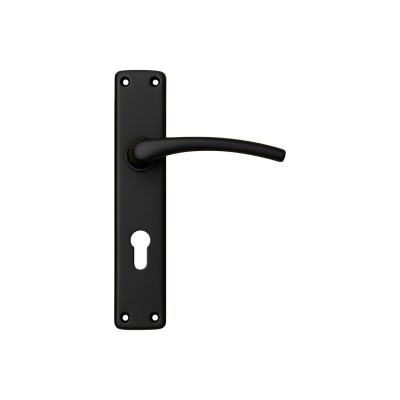 POIGNÉE DE PORTE SUR PLAQUE 605 POLARIS GRAND TROU NOIR BELLA CASA  - 1