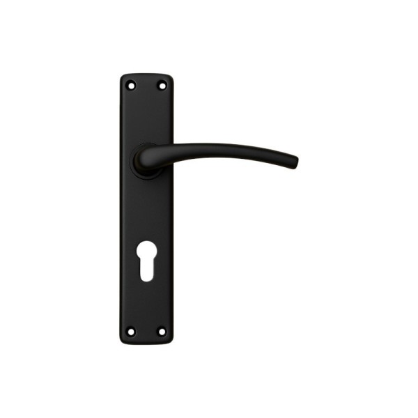 POIGNÉE DE PORTE SUR PLAQUE 605 POLARIS GRAND TROU NOIR BELLA CASA