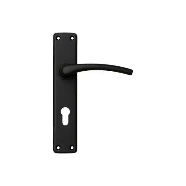 POIGNÉE DE PORTE SUR PLAQUE 605 POLARIS GRAND TROU NOIR BELLA CASA