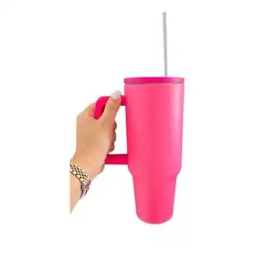 GOBLET ISOTHERME EN ACIER INOXYDABLE 1200ML AVEC PAILLE ET POIGNÉE  - 2